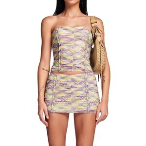 I.AM.GIA Plaid Two-Piece Set in Cream and Purple